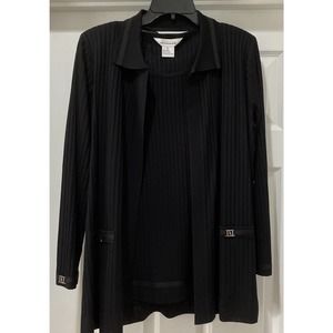 NWOT Misook Ribbed Black Open Cardigan Jacket And Shell Top Size Large